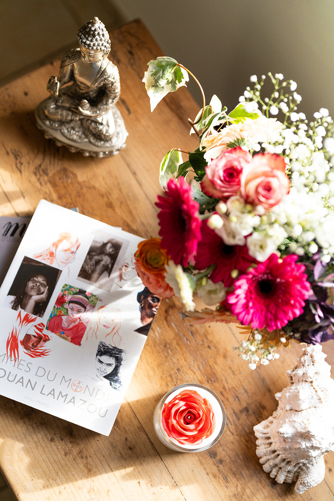 SCARLETT Bougie florale – Rose d'antan décorative -Parfum subtil