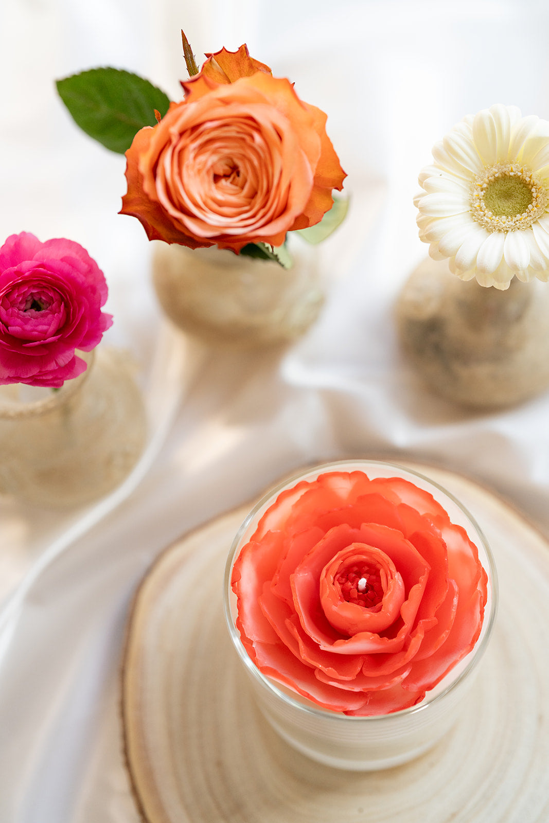 JOSEPHINE Bougie florale – Pivoine sculptée à la main - Parfum délicat