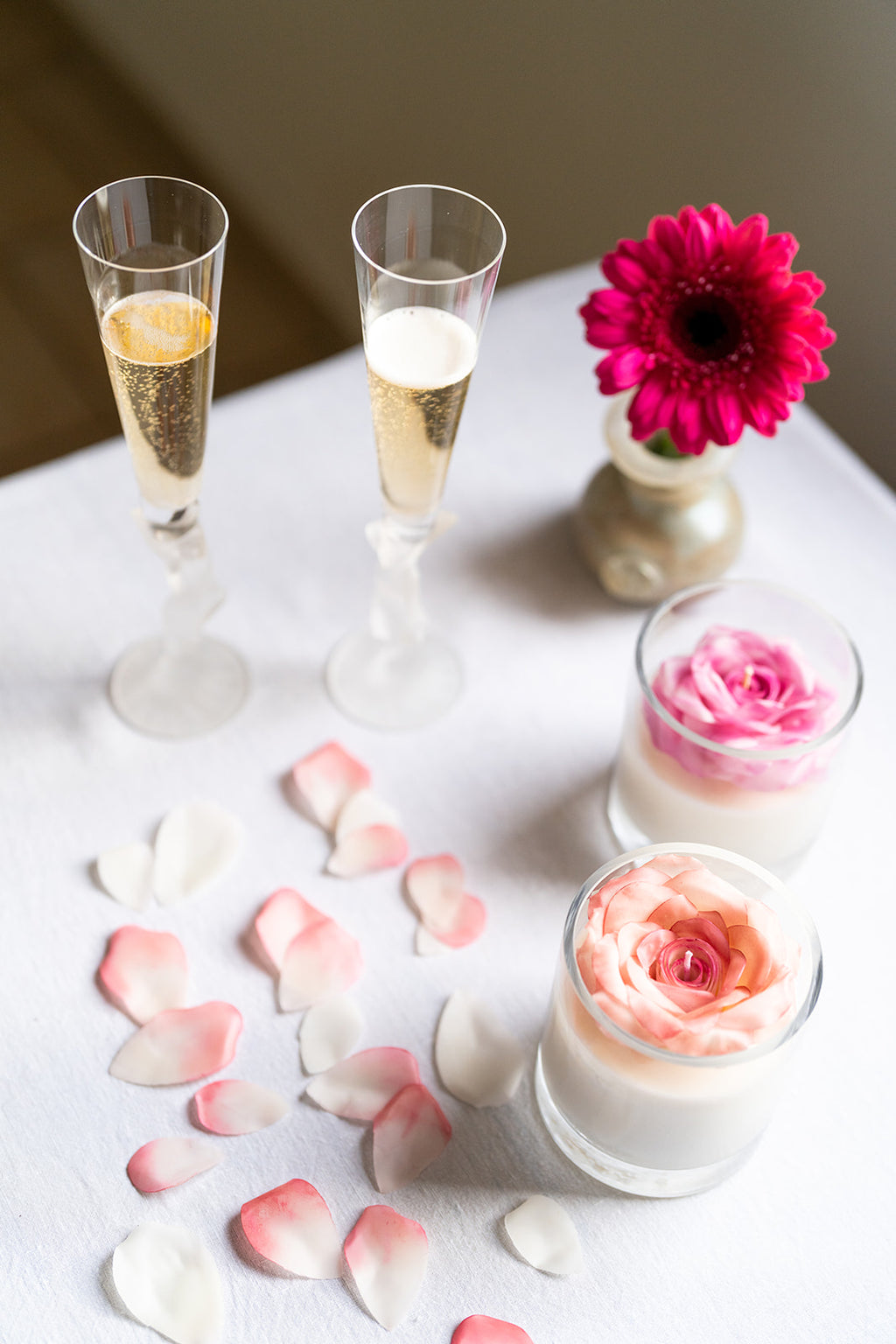 VICTORIA Bougie florale - Rose artisanale - Pièce unique