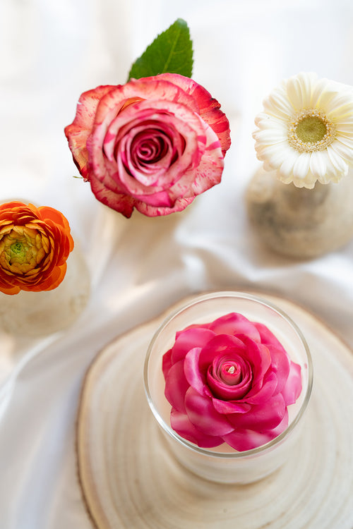 Bougie florale artisanale Victoria faite main en cire naturelle 